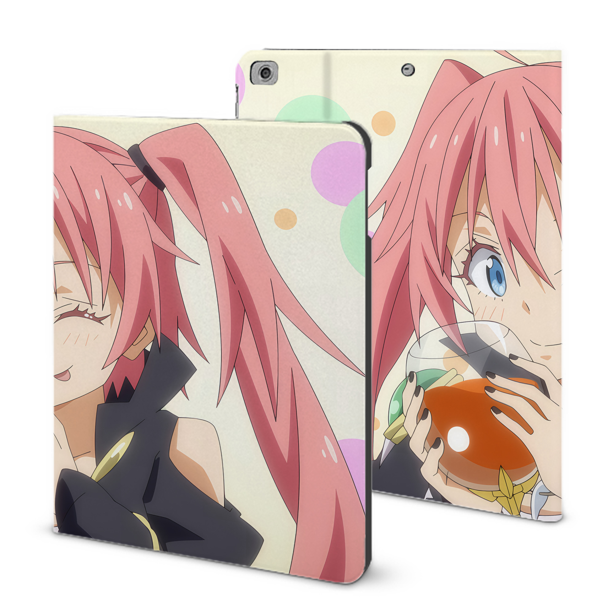 （画像用） 転スラ Regarding Reincarnated to Slime IPad ケース ブック型 PUレザー TPU 耐衝撃 軽量 薄型 ペン収納なし 全面保護 IPad 各モデル対応